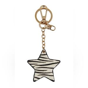 Double Sided Star Shaped Animal Print  Genuine Leather Keychain